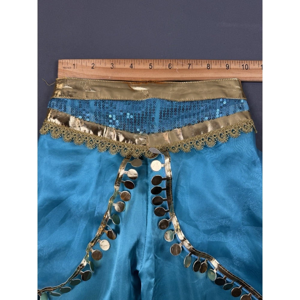 DISNEY PRINCESS JASMINE SEQUIN TEAL HAREM PANTS HALLOWEEN‎ COSTUME - Picture 4 of 15